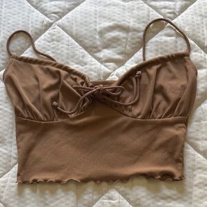 SHEIN Brown Ribbed Crop Top